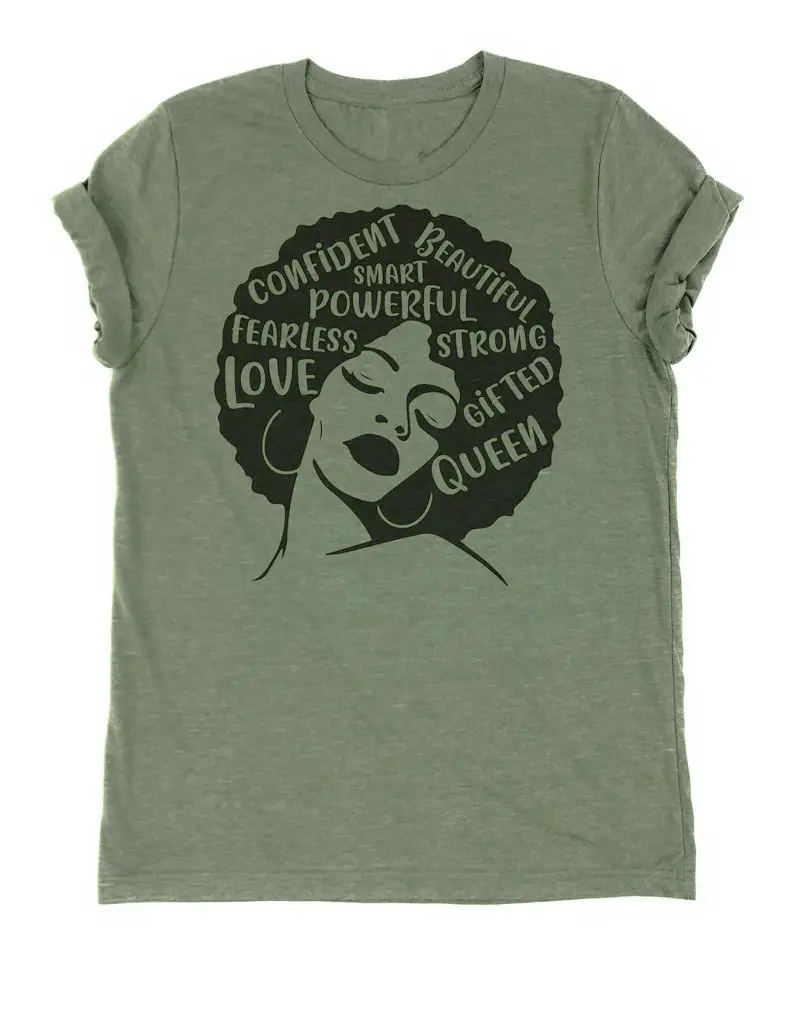 Confident Girl T-Shirt with Queen Design Grey Short Sleeve