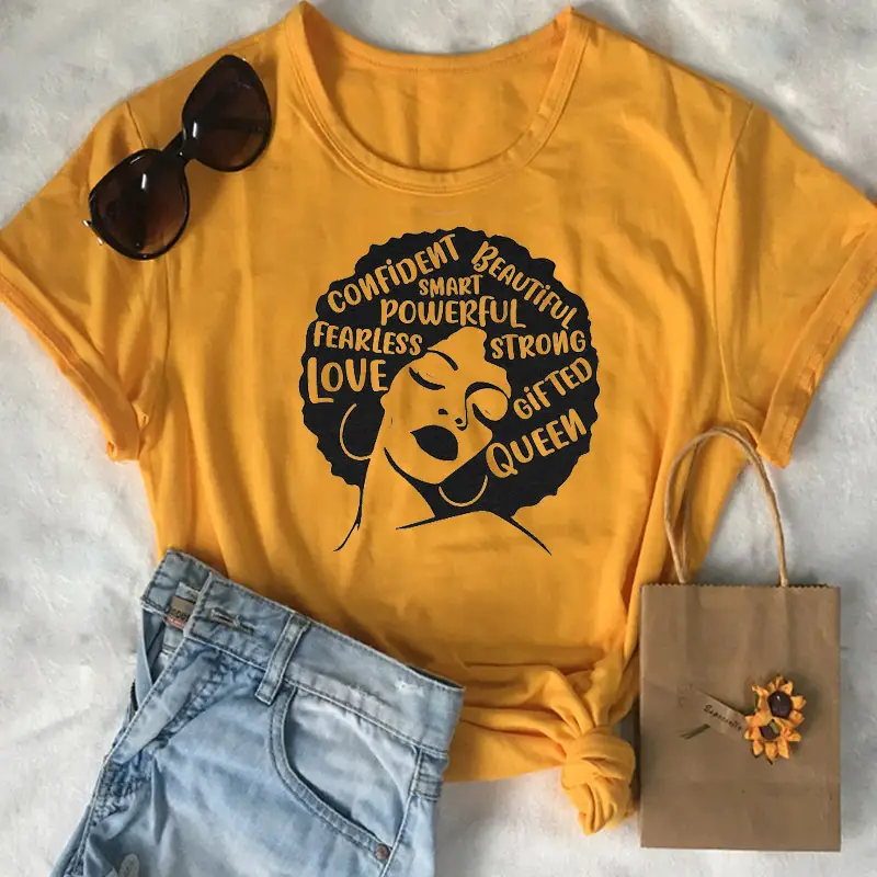 Confident Girl T-Shirt with Queen Design Grey Short Sleeve