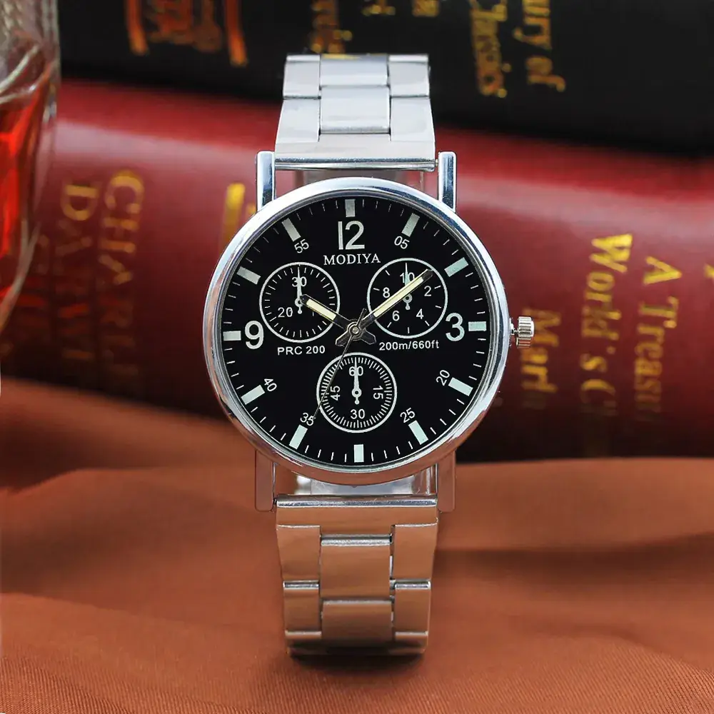 ModiYA Steel Band Watch Black 3D Display - Image 3