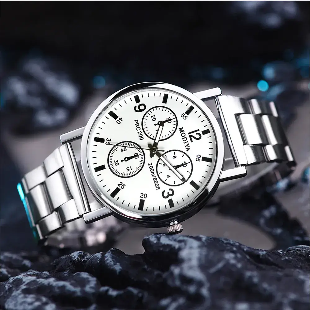 ModiYA Steel Band Watch Black 3D Display - Image 2