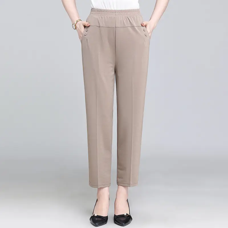 Black High-Waisted Cropped Pants for Women - Image 2
