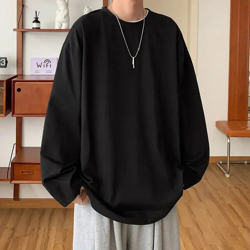 Men's Japanese Long Sleeve T-Shirt Cream 200g - Image 5