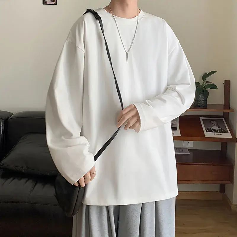 Men's Japanese Long Sleeve T-Shirt Cream 200g - Image 7