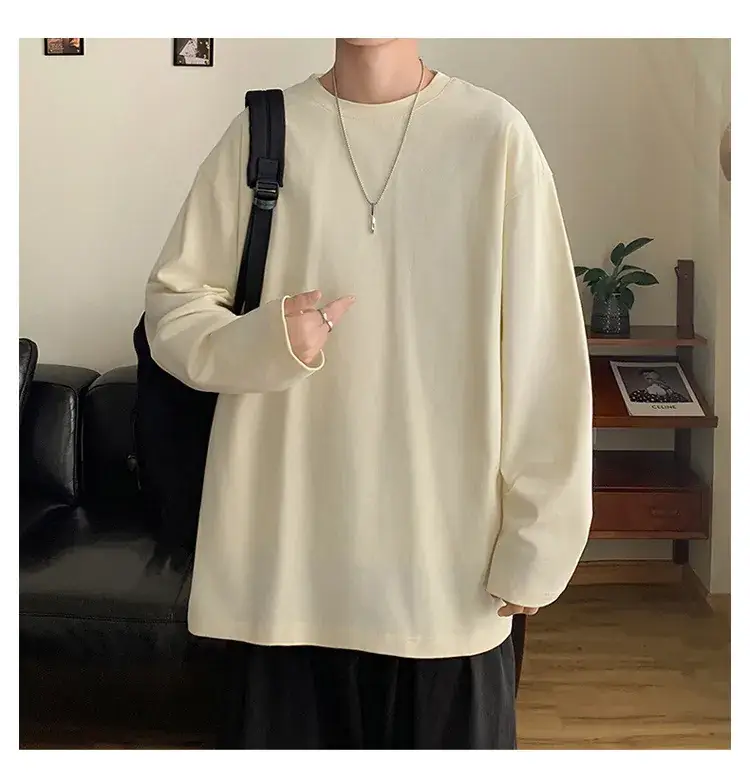 Men's Japanese Long Sleeve T-Shirt Cream 200g — feature 23