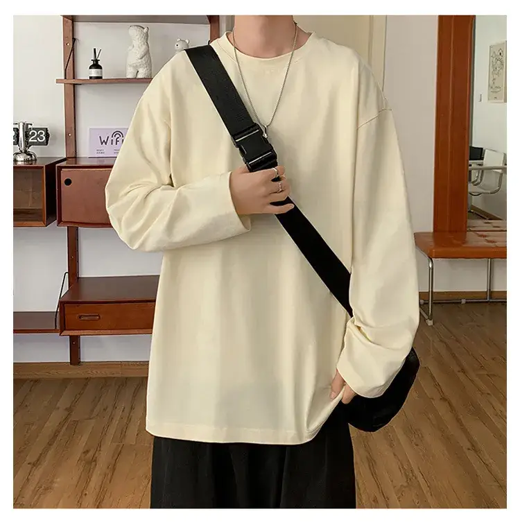 Men's Japanese Long Sleeve T-Shirt Cream 200g — feature 25