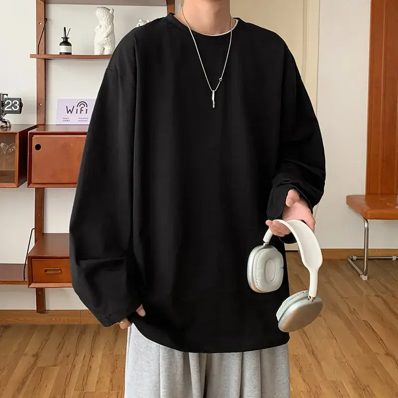 Men's Japanese Long Sleeve T-Shirt Cream 200g - Image 2