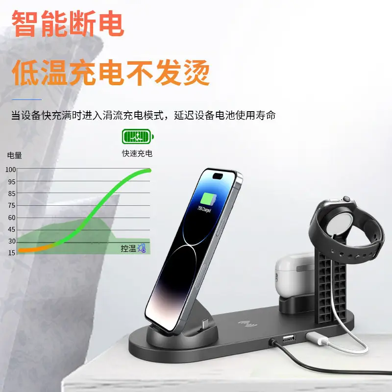 Six-In-One Wireless Charging Stand for Phone, Headset & AirPods - Image 4