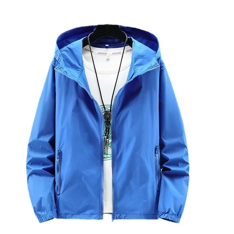 Men's Blue Hooded Jacket Quick-Drying Large - Image 13