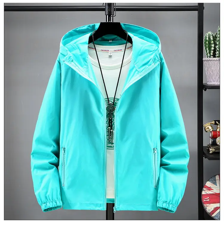 Men's Blue Hooded Jacket Quick-Drying Large - Image 11