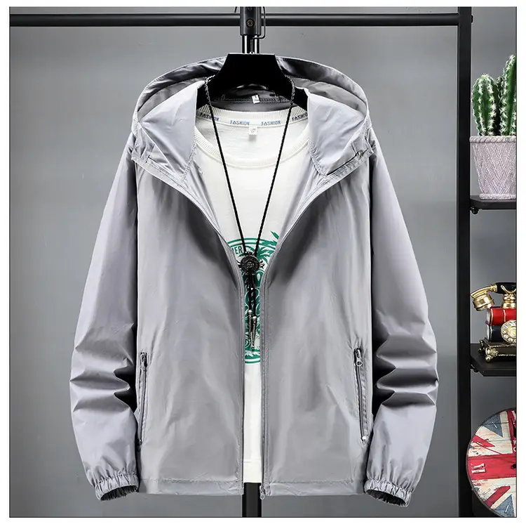 Men's Blue Hooded Jacket Quick-Drying Large - Image 3