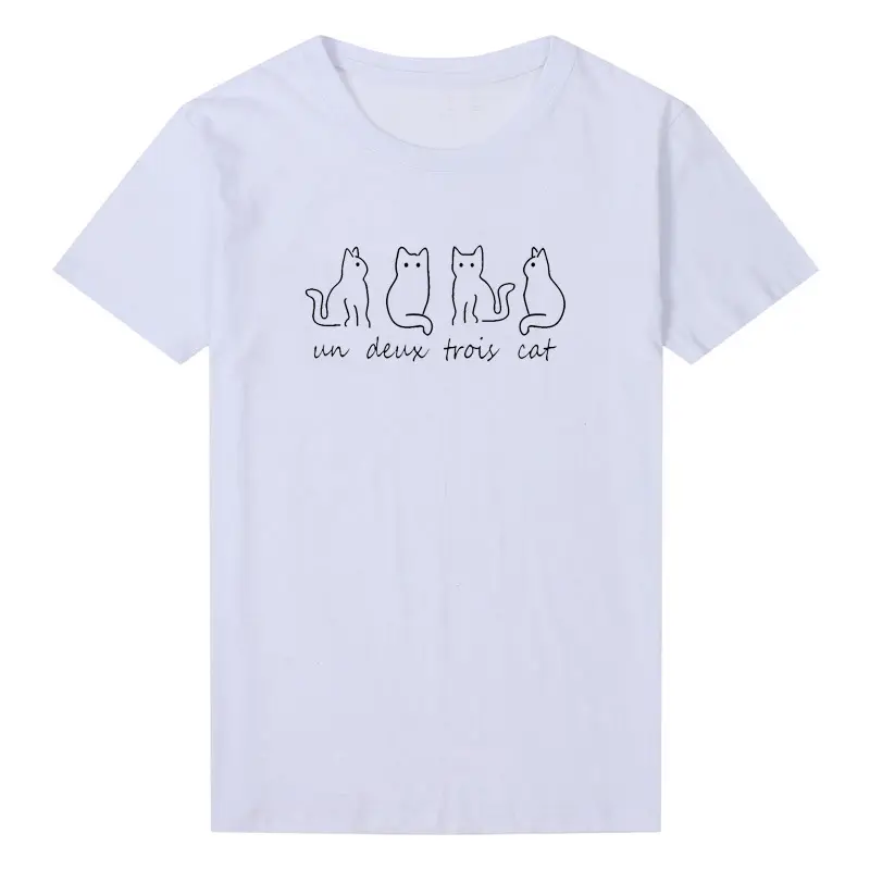 Un Deux Trois Cat T-Shirt Black Cat Print - Image 9