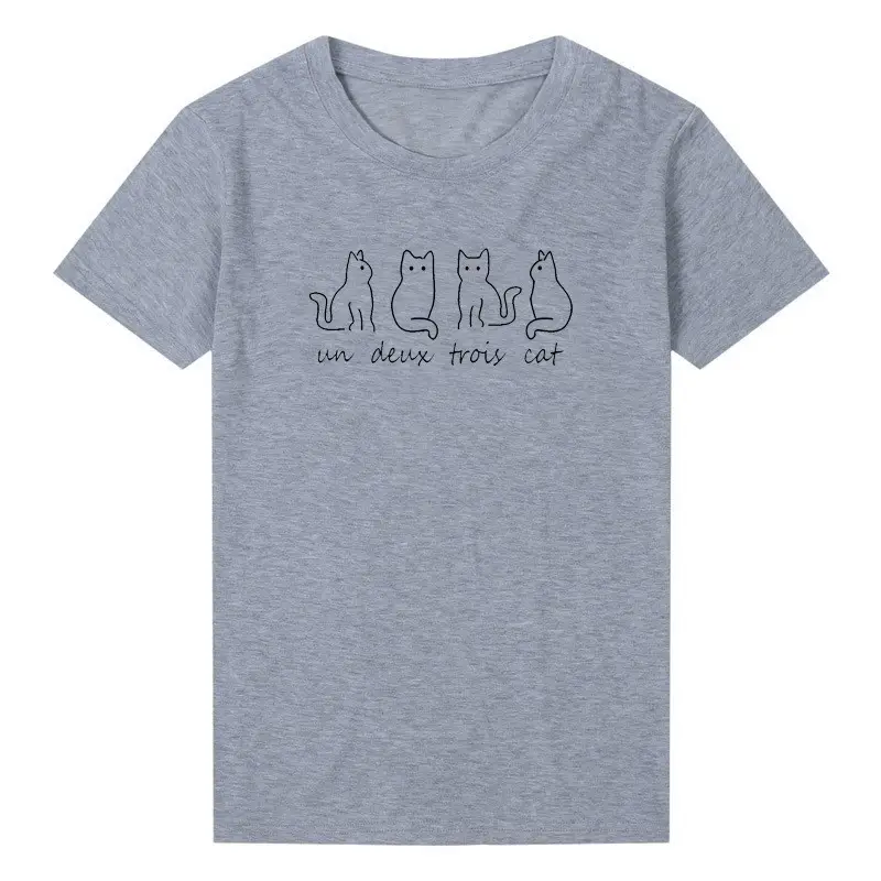 Un Deux Trois Cat T-Shirt Black Cat Print - Image 2