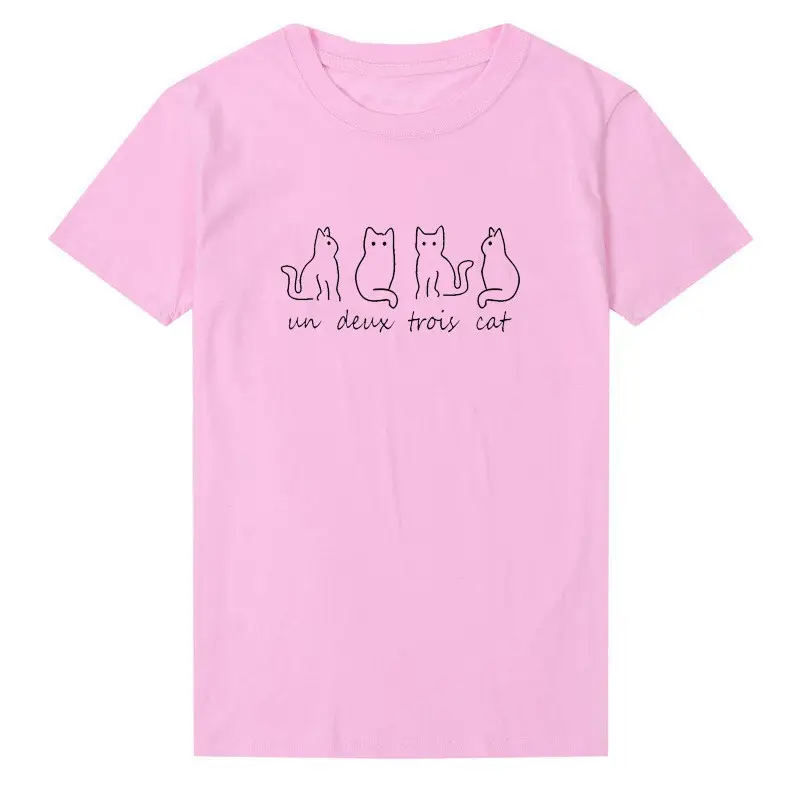 Un Deux Trois Cat T-Shirt Black Cat Print - Image 3