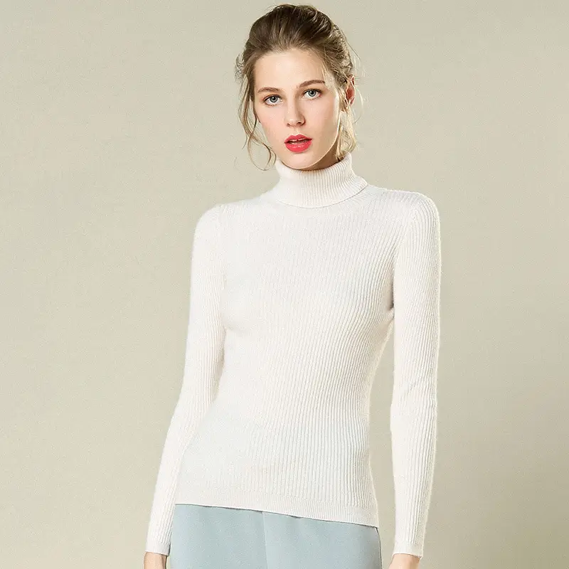 Spring Women's White High Neck Slim Fit Shirt - Image 19