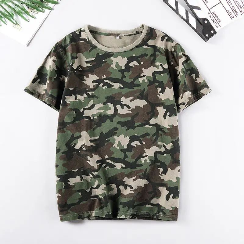 Men Camo Cotton Loose Fit T-Shirt Short Sleeve