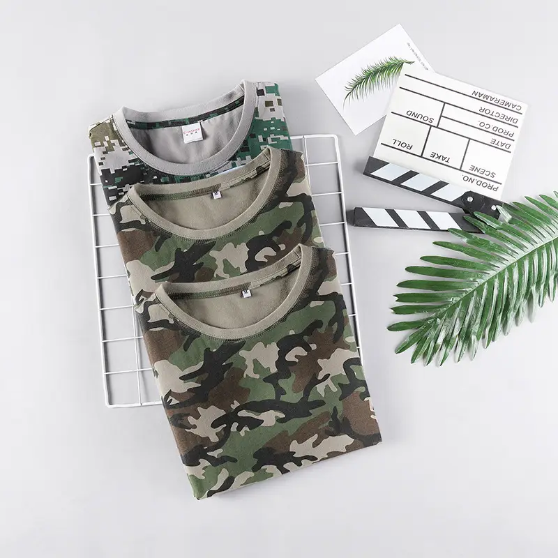 Men Camo Cotton Loose Fit T-Shirt Short Sleeve