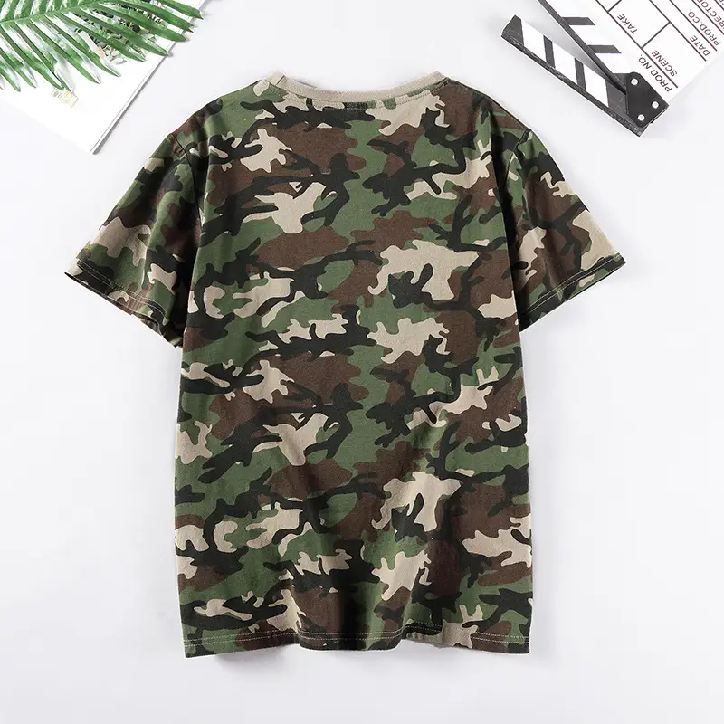 Men Camo Cotton Loose Fit T-Shirt Short Sleeve