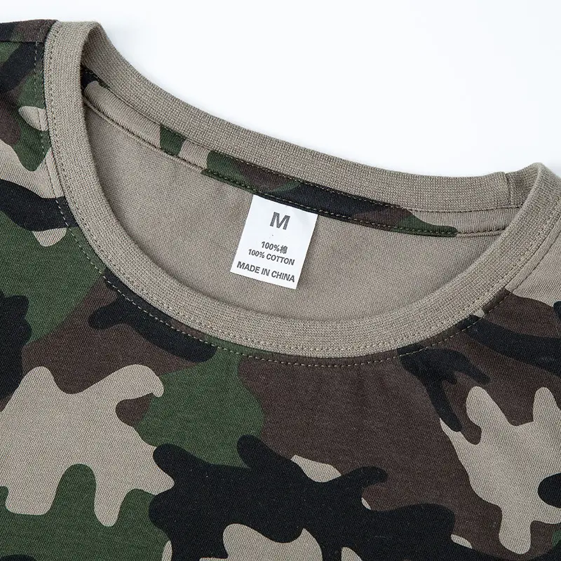 Men Camo Cotton Loose Fit T-Shirt Short Sleeve