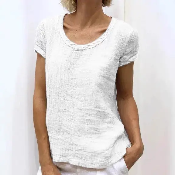 2019 Women Cotton T-Shirt Double Layer Crepe Light Green