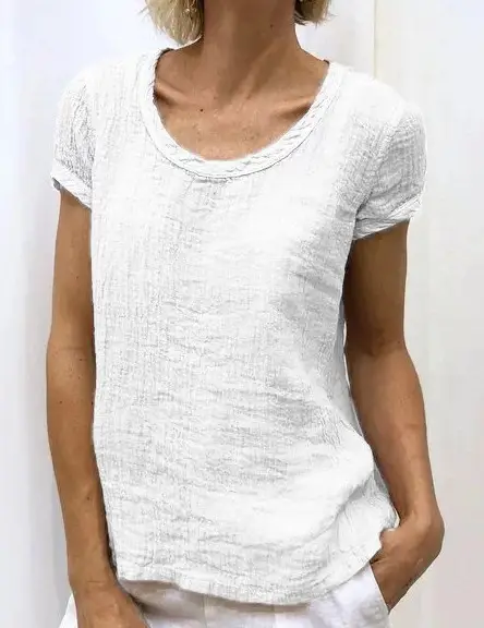 2019 Women Cotton T-Shirt Double Layer Crepe Light Green