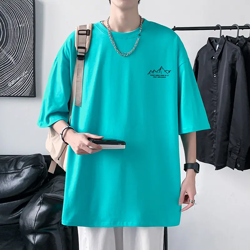 Men Cotton Printed T-Shirt Cream Round Neck Loose Fit — feature 12