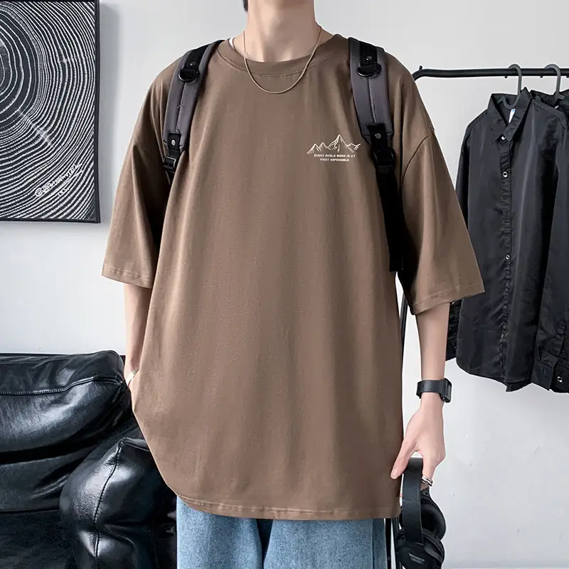 Men Cotton Printed T-Shirt Cream Round Neck Loose Fit — feature 14
