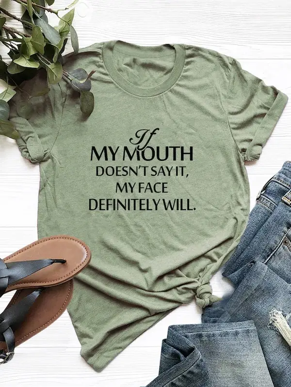 Mymouth T-Shirt Green Cotton Women Short Sleeve