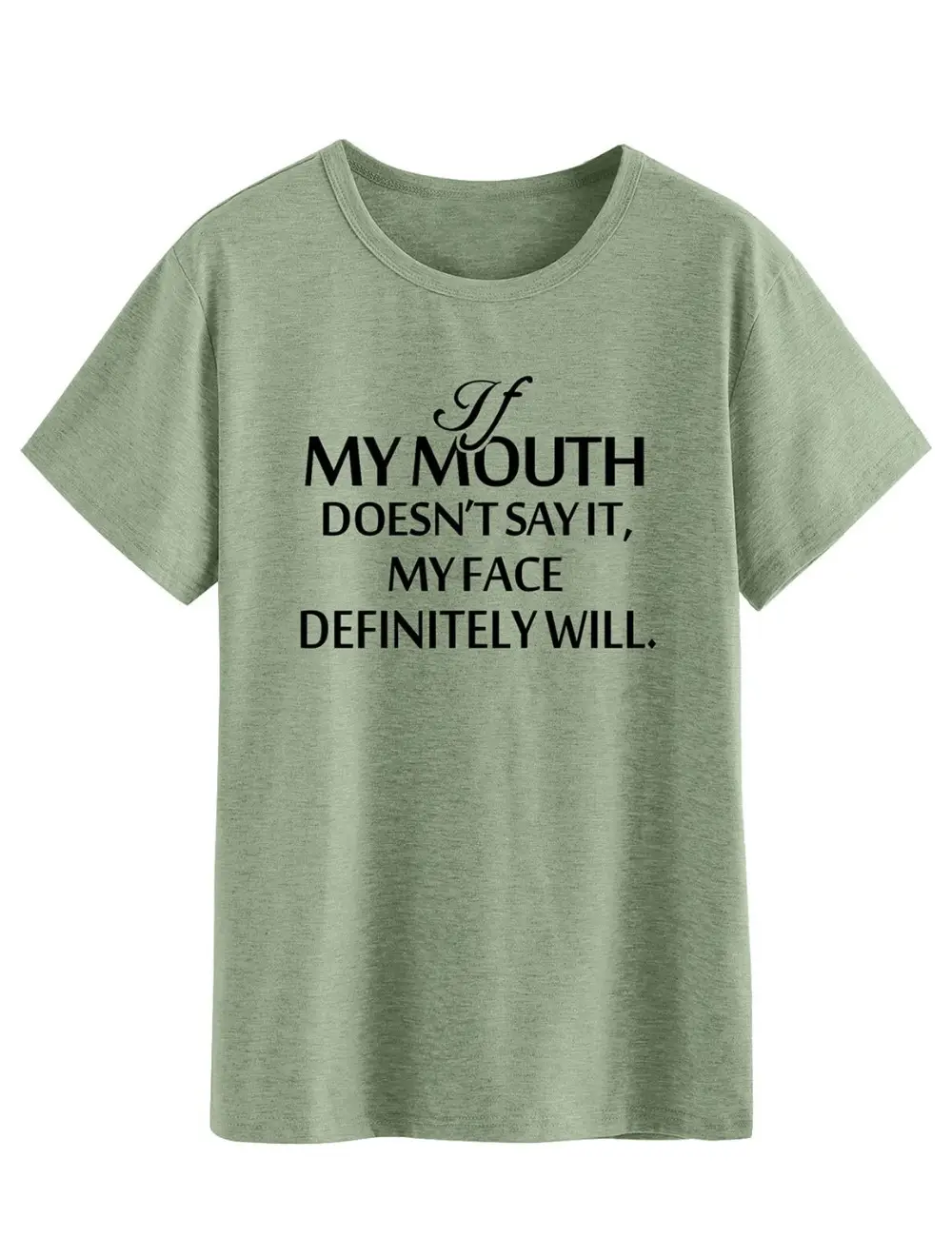Mymouth T-Shirt Green Cotton Women Short Sleeve