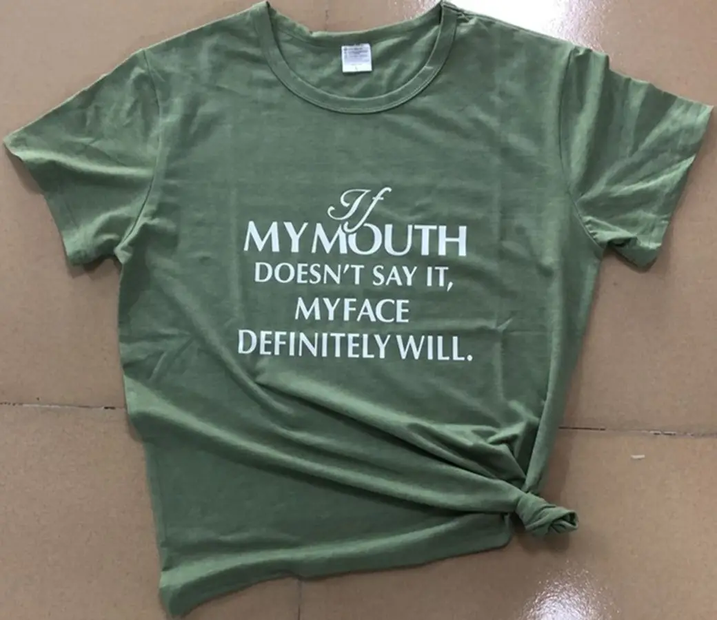 Mymouth T-Shirt Green Cotton Women Short Sleeve