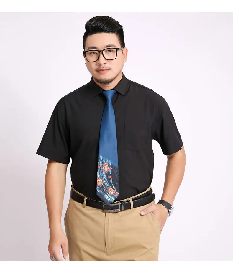 Men Navy Blue Short Sleeve Business Shirt — feature 13