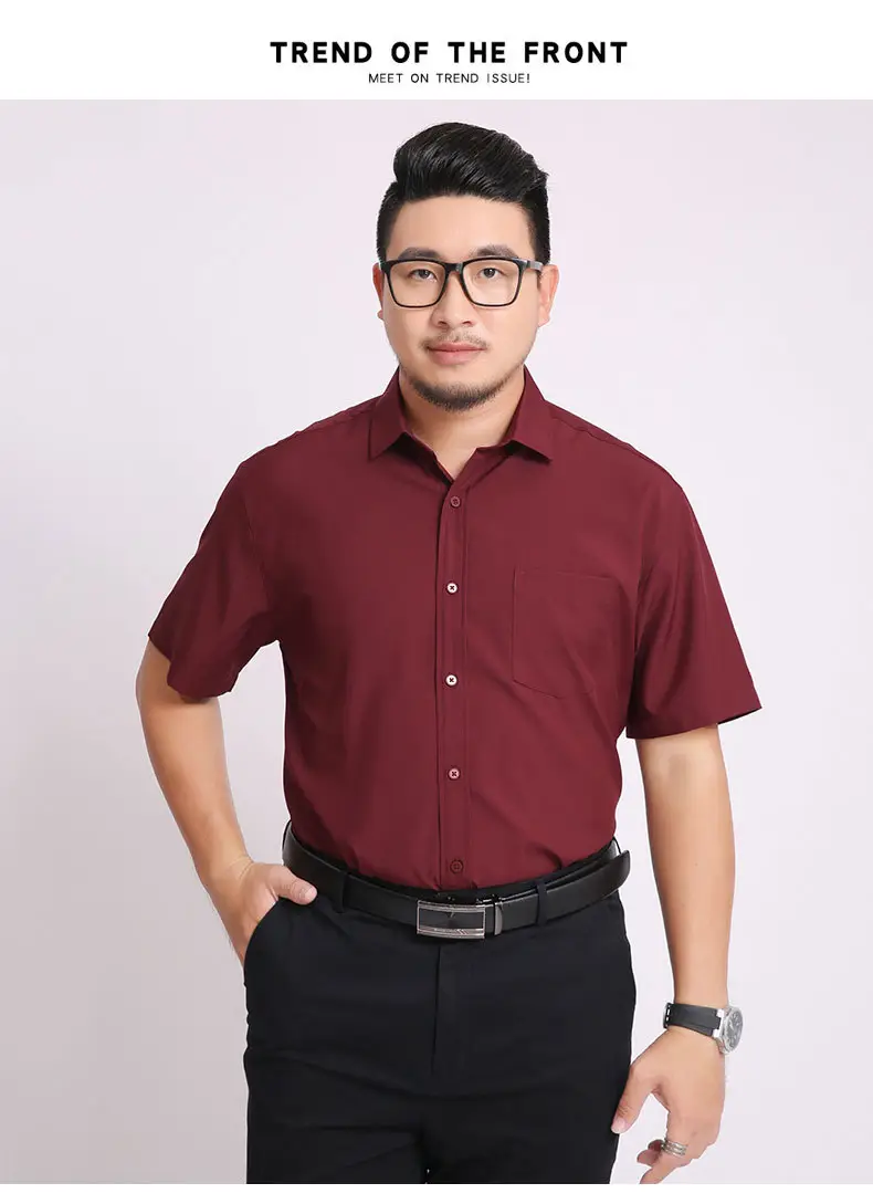 Men Navy Blue Short Sleeve Business Shirt — feature 15