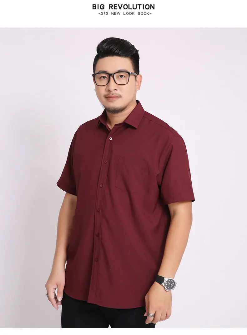 Men Navy Blue Short Sleeve Business Shirt — feature 16