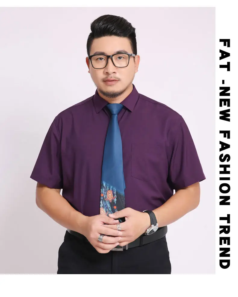Men Navy Blue Short Sleeve Business Shirt — feature 17