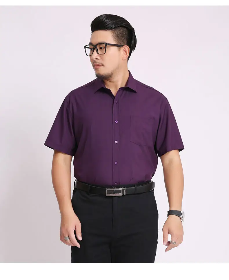 Men Navy Blue Short Sleeve Business Shirt — feature 18