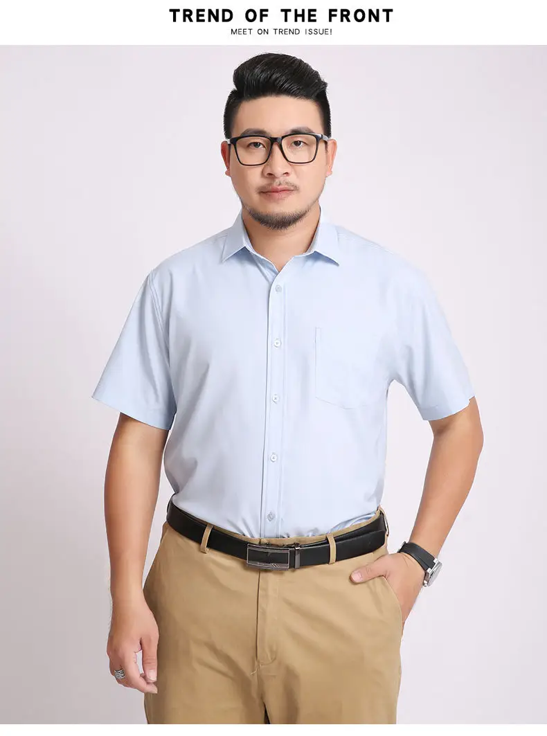 Men Navy Blue Short Sleeve Business Shirt — feature 6