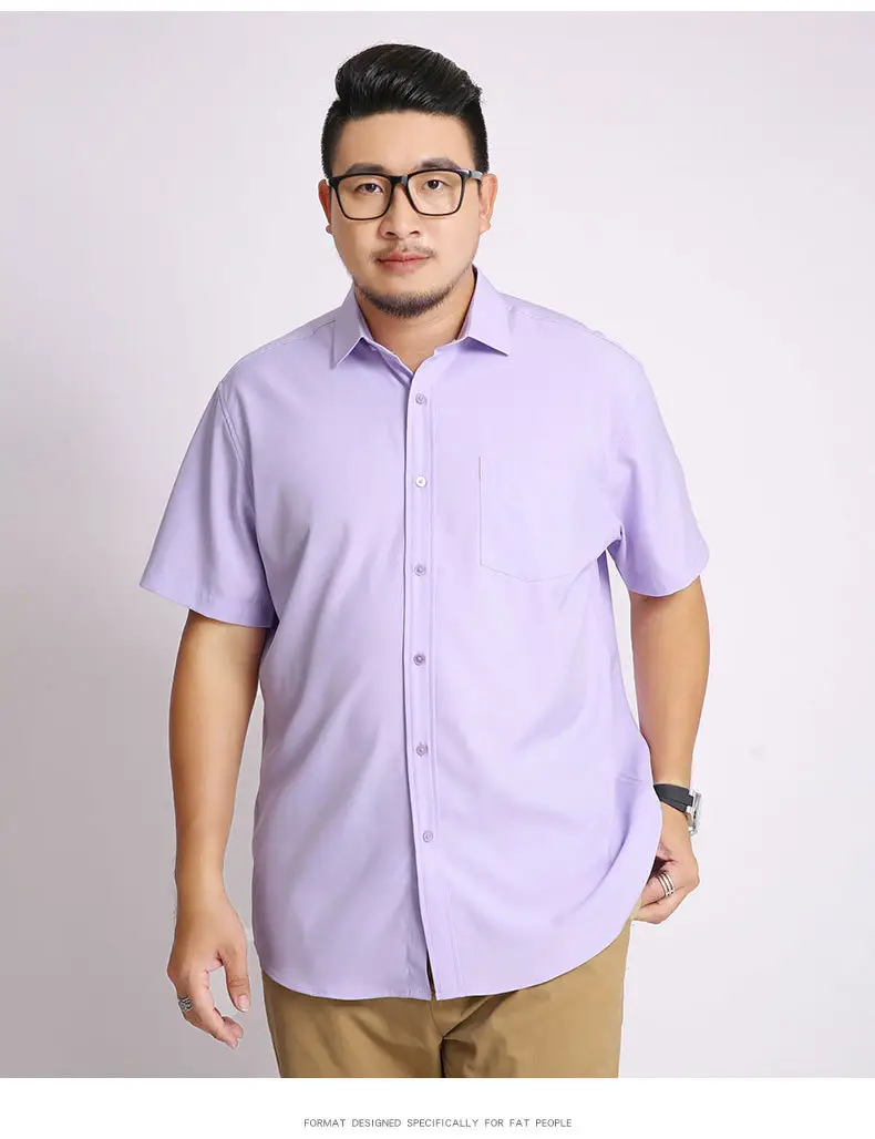 Men Navy Blue Short Sleeve Business Shirt — feature 7