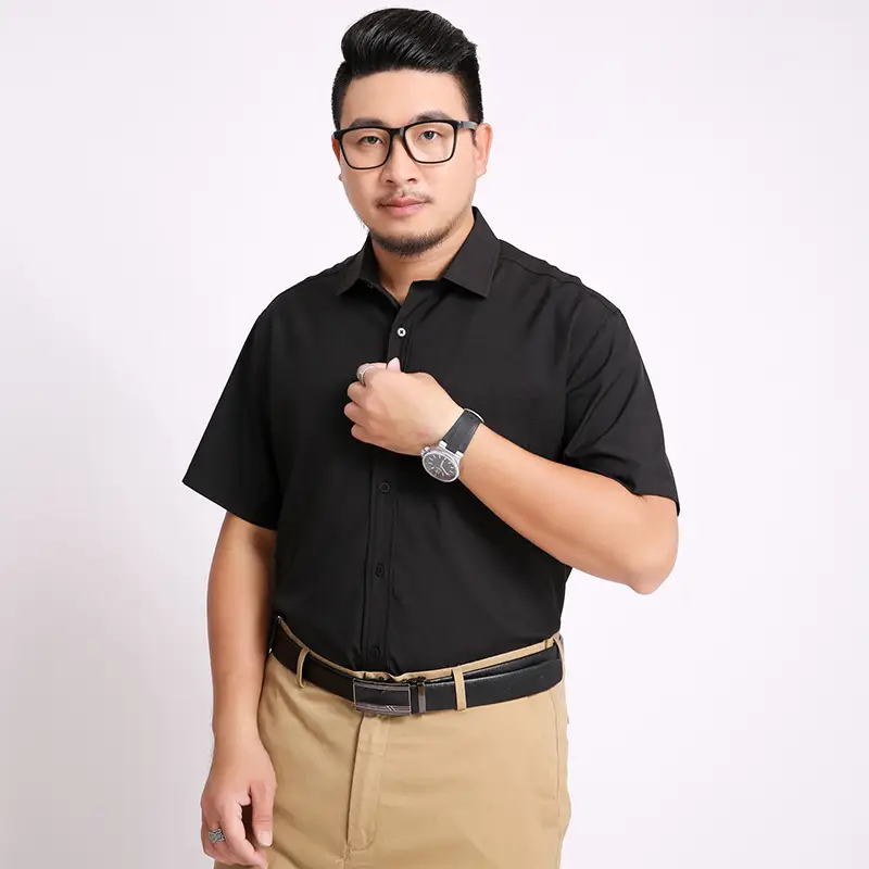 Men Navy Blue Short Sleeve Business Shirt - Image 2
