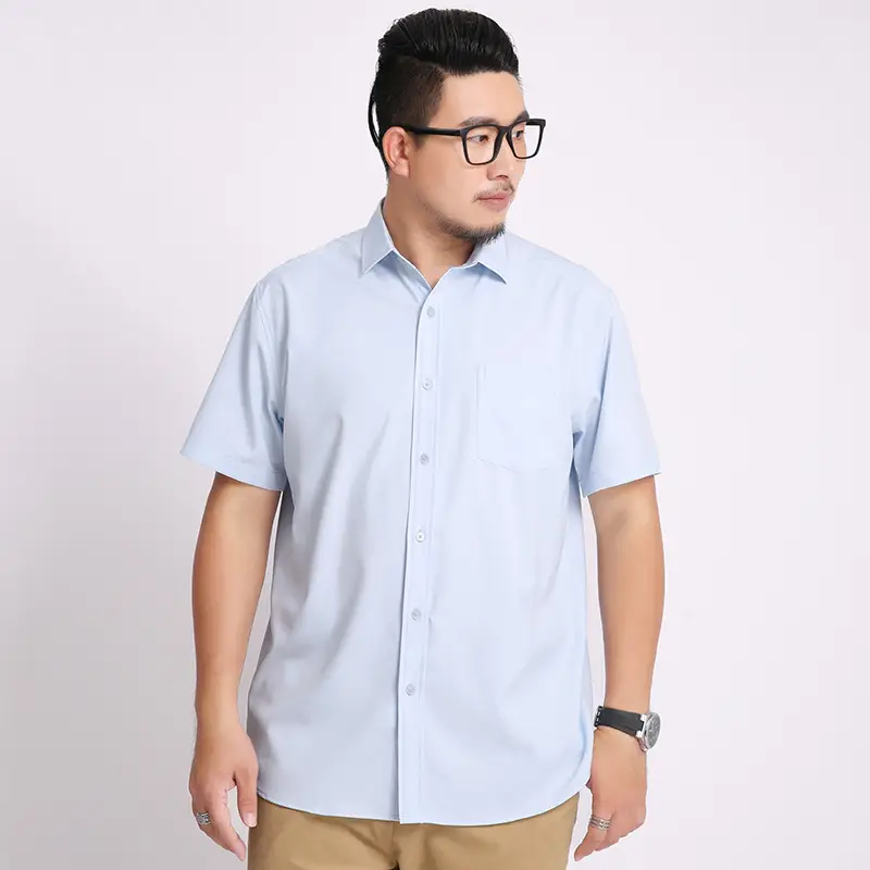 Men Navy Blue Short Sleeve Business Shirt - Image 3