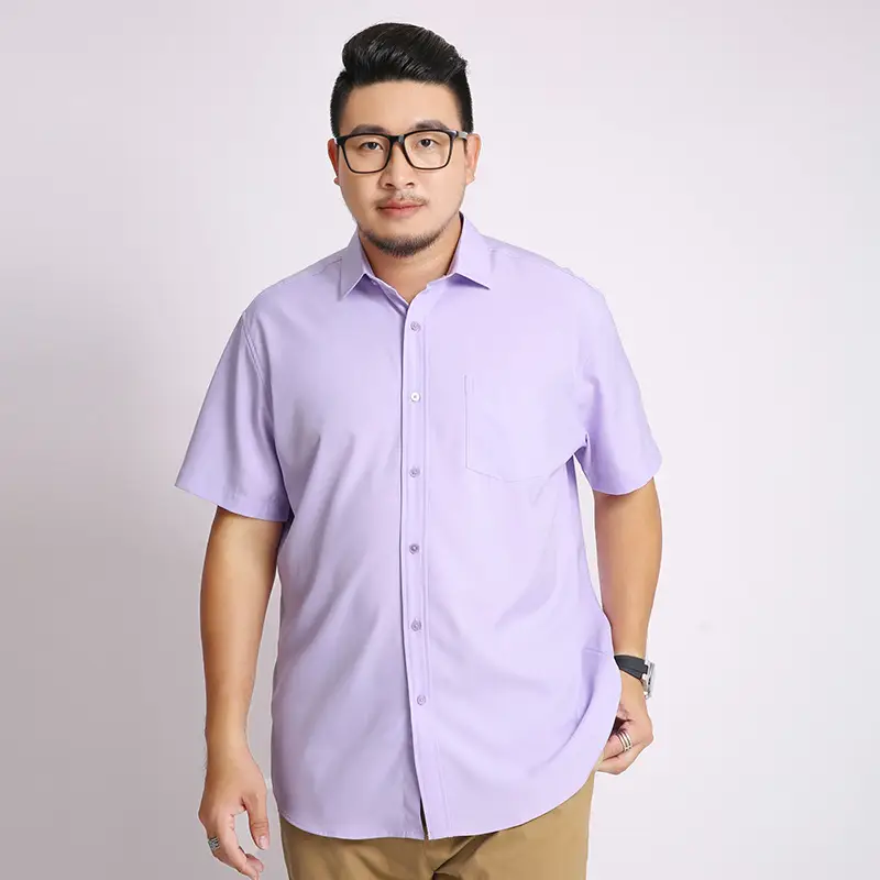 Men Navy Blue Short Sleeve Business Shirt - Image 6