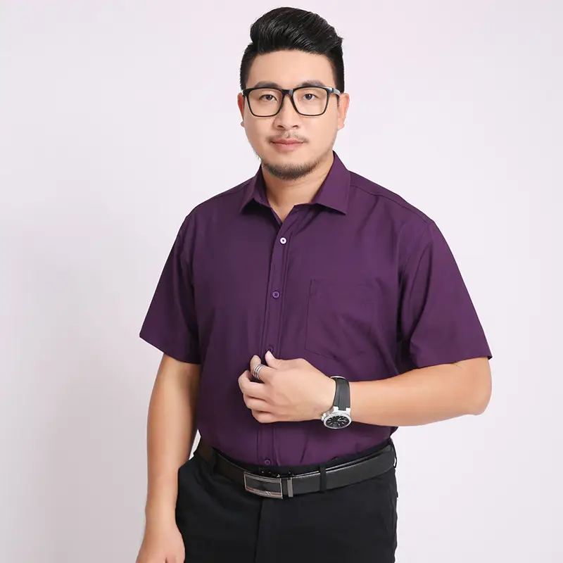 Men Navy Blue Short Sleeve Business Shirt - Image 7