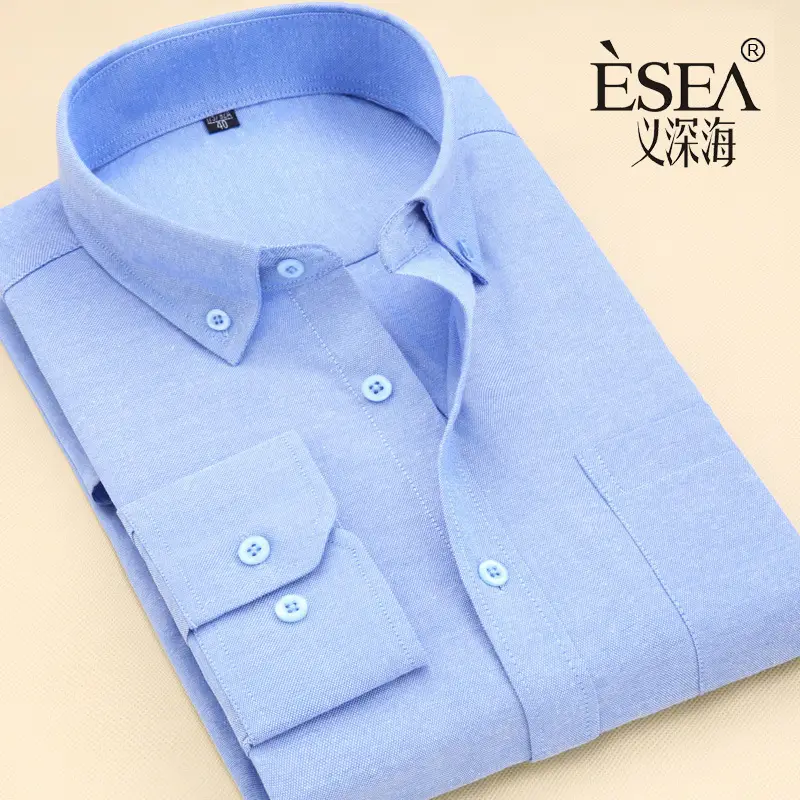 Men's Blue Oxford Shirt with Button Details - Image 6