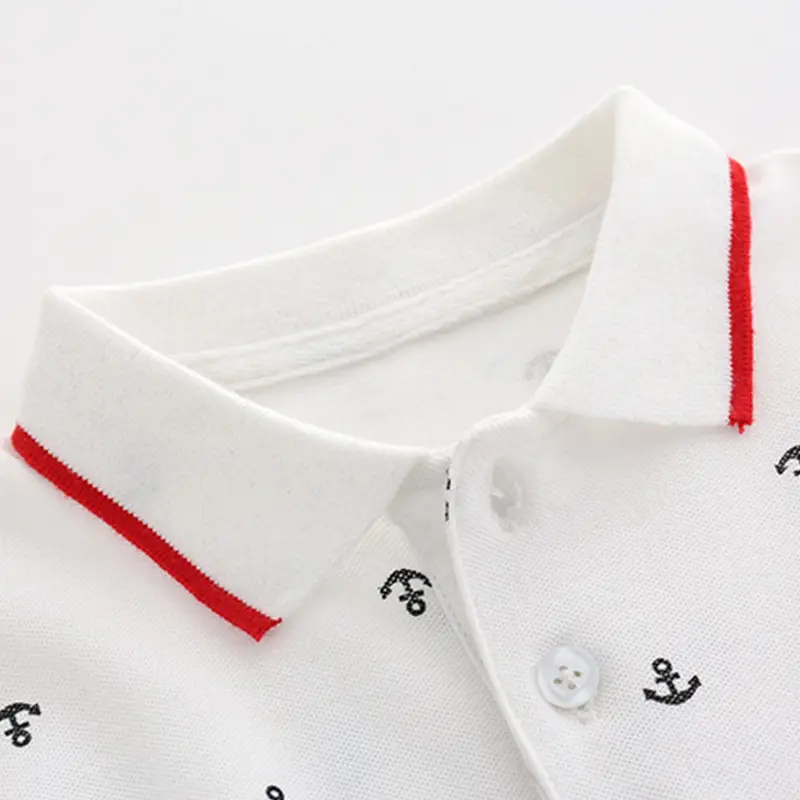 White Navy Anchor Boys Polo Shirt 0-1 Year Old - Image 3
