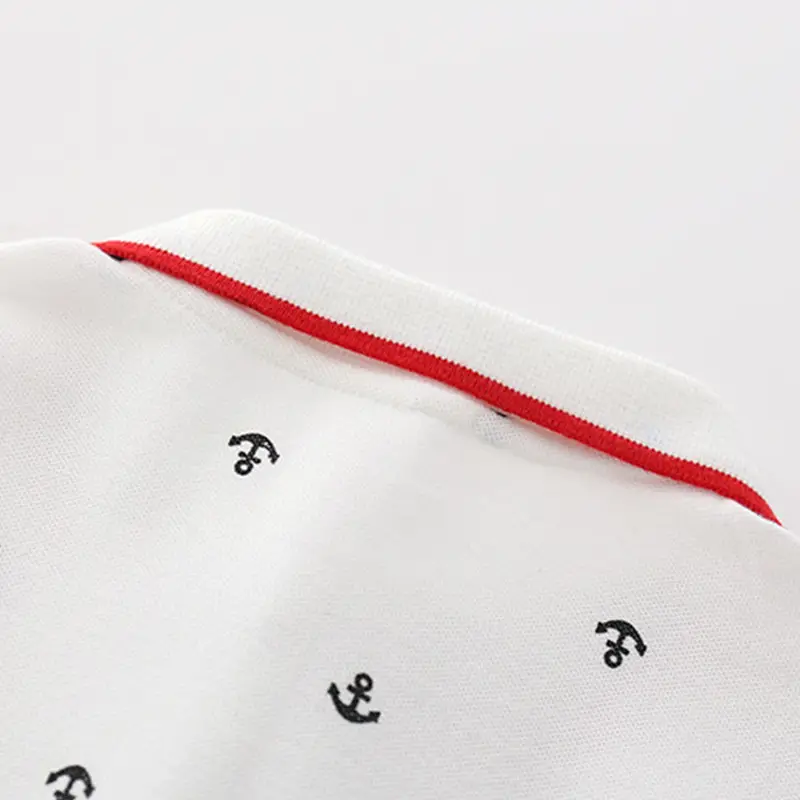 White Navy Anchor Boys Polo Shirt 0-1 Year Old - Image 4