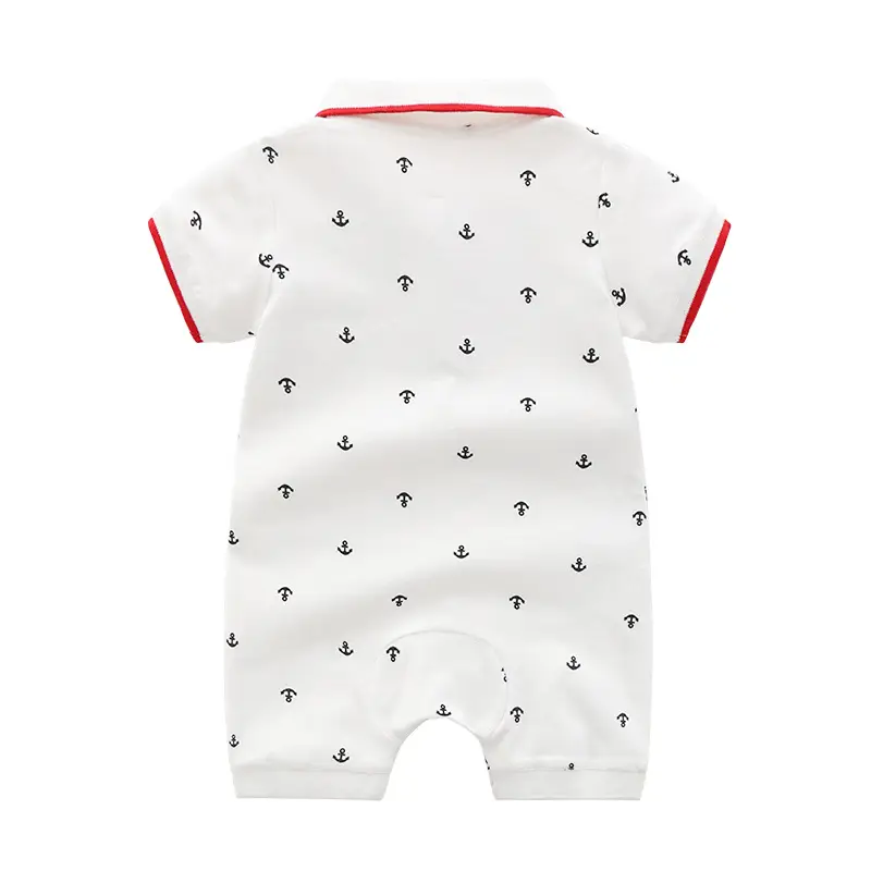 White Navy Anchor Boys Polo Shirt 0-1 Year Old - Image 5