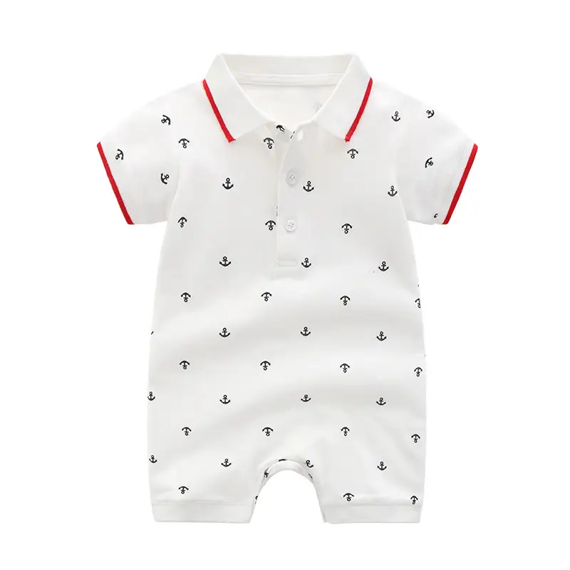 White Navy Anchor Boys Polo Shirt 0-1 Year Old - Image 6