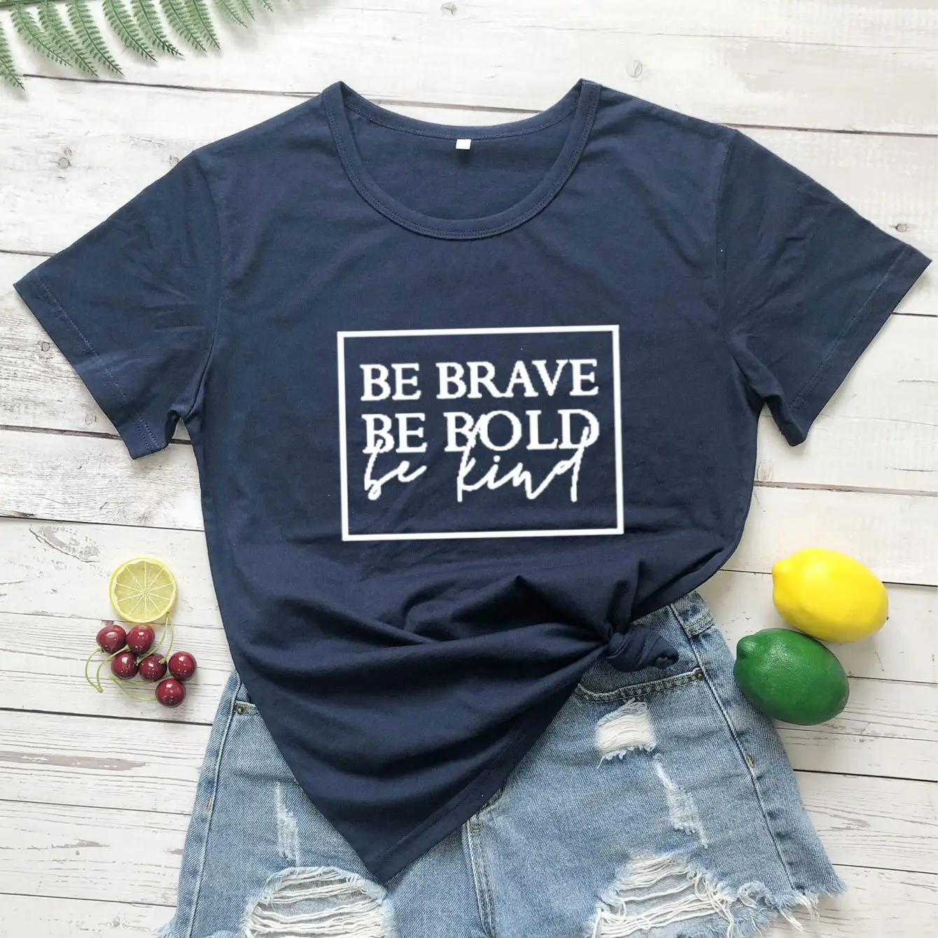 Be Brave Be Bold Be Kind Letter T-Shirt Be Light Brown