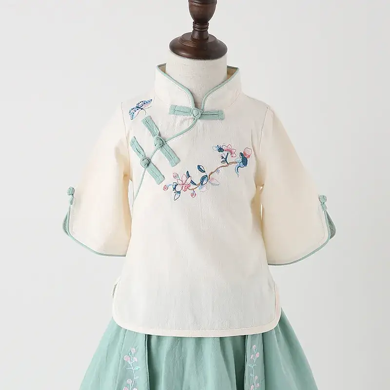 Children's Hanfu Tang Suit Cheongsam Green