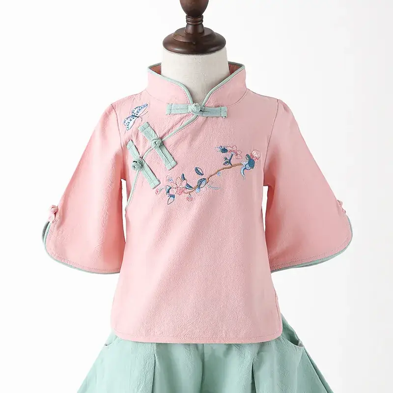 Children's Hanfu Tang Suit Cheongsam Green