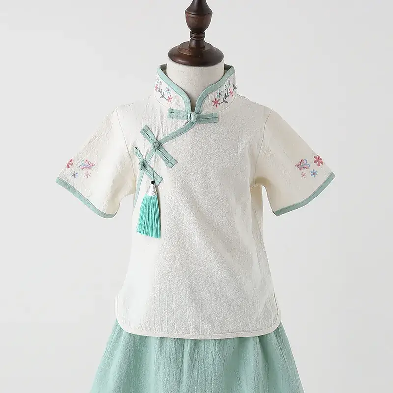 Children's Hanfu Tang Suit Cheongsam Green