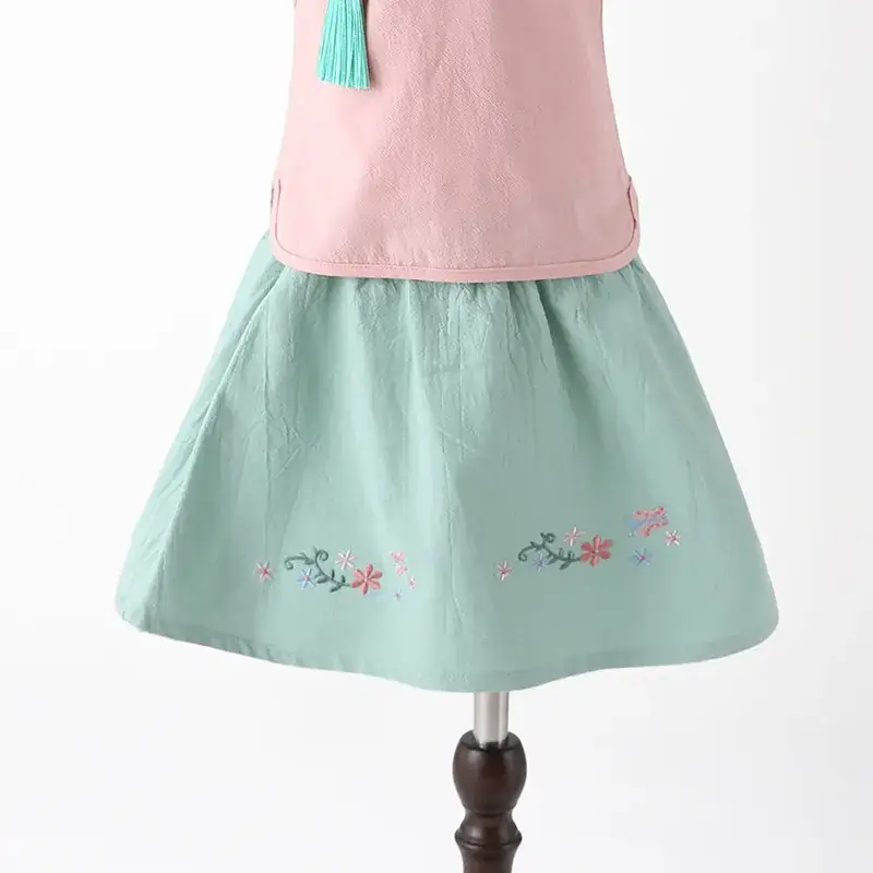 Children's Hanfu Tang Suit Cheongsam Green